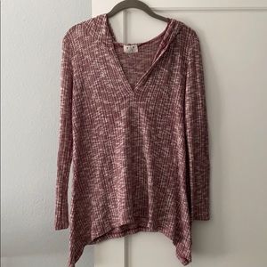 Relaxed V-Neck Scoop Sweater - Rose Mix